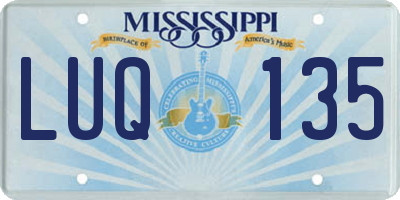 MS license plate LUQ135