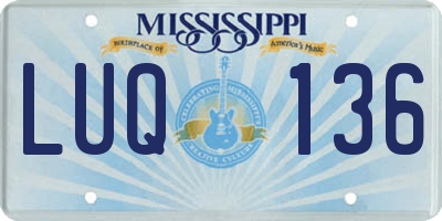MS license plate LUQ136