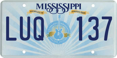MS license plate LUQ137