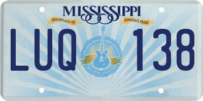 MS license plate LUQ138