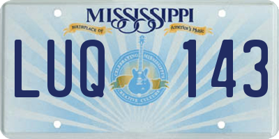 MS license plate LUQ143