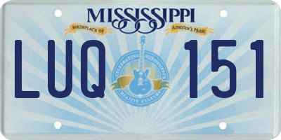 MS license plate LUQ151