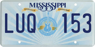 MS license plate LUQ153