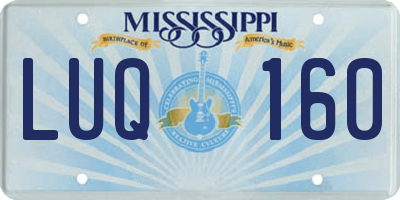MS license plate LUQ160