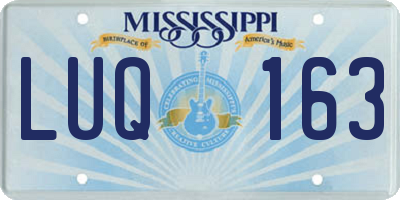 MS license plate LUQ163