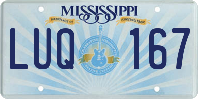 MS license plate LUQ167