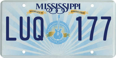 MS license plate LUQ177