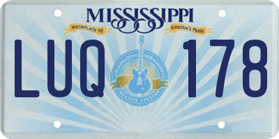 MS license plate LUQ178