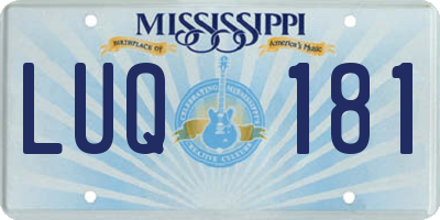 MS license plate LUQ181
