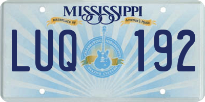 MS license plate LUQ192