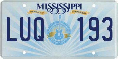 MS license plate LUQ193
