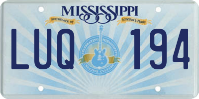 MS license plate LUQ194
