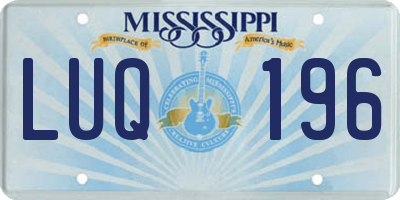 MS license plate LUQ196