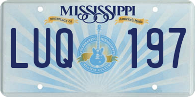 MS license plate LUQ197