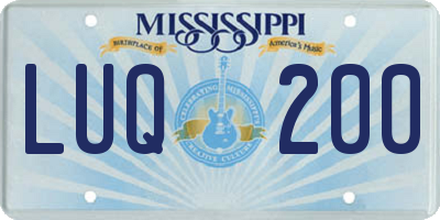 MS license plate LUQ200