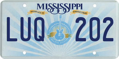 MS license plate LUQ202