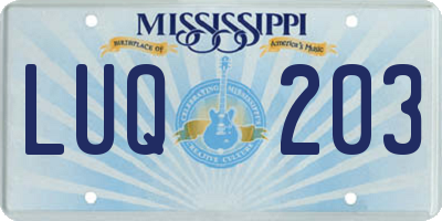MS license plate LUQ203