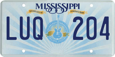 MS license plate LUQ204