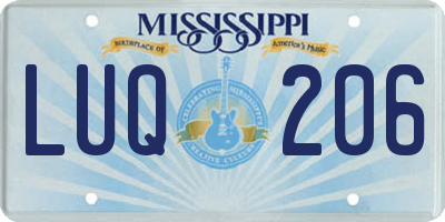 MS license plate LUQ206