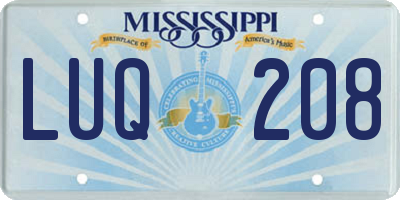 MS license plate LUQ208