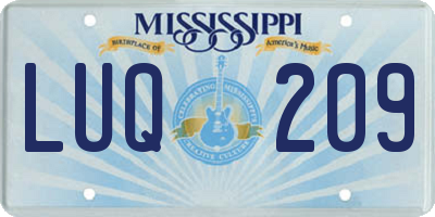 MS license plate LUQ209