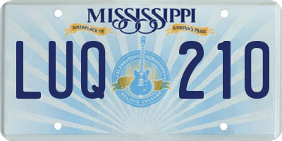 MS license plate LUQ210