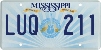 MS license plate LUQ211