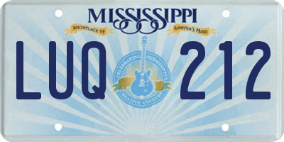 MS license plate LUQ212