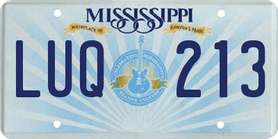 MS license plate LUQ213
