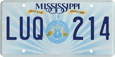 MS license plate LUQ214