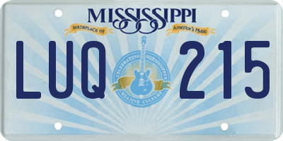 MS license plate LUQ215