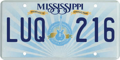 MS license plate LUQ216