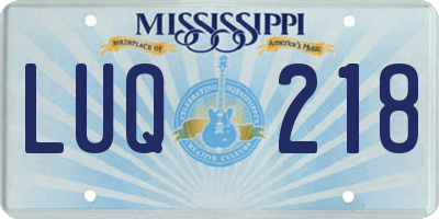 MS license plate LUQ218