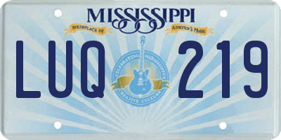 MS license plate LUQ219