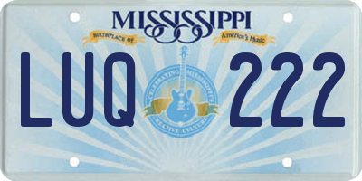 MS license plate LUQ222