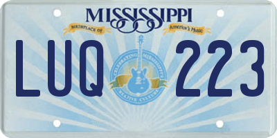 MS license plate LUQ223