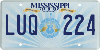 MS license plate LUQ224
