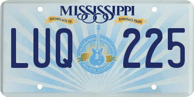 MS license plate LUQ225