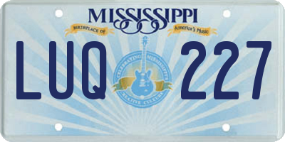 MS license plate LUQ227