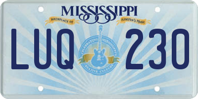 MS license plate LUQ230