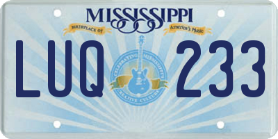 MS license plate LUQ233