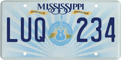 MS license plate LUQ234