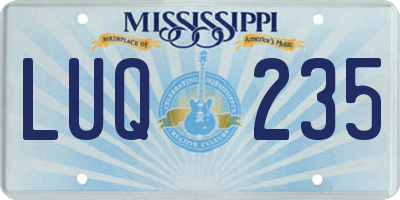MS license plate LUQ235