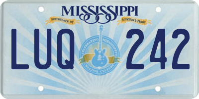 MS license plate LUQ242