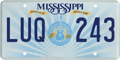 MS license plate LUQ243