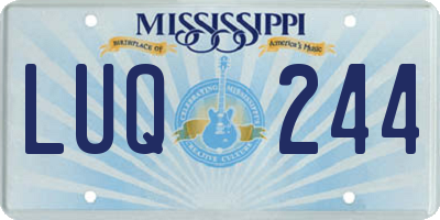 MS license plate LUQ244