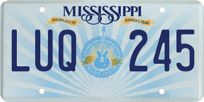 MS license plate LUQ245