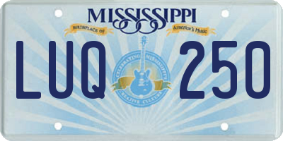 MS license plate LUQ250