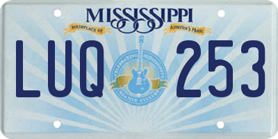 MS license plate LUQ253