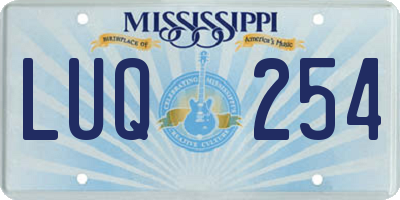 MS license plate LUQ254